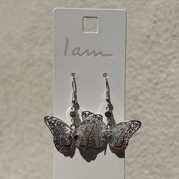 Silver Butterfly Earrings - Picture 2 of 4